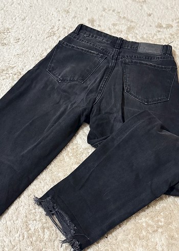 Siyah Yırtık Salaş Kadın Denim Pantolon - Görsel 7
