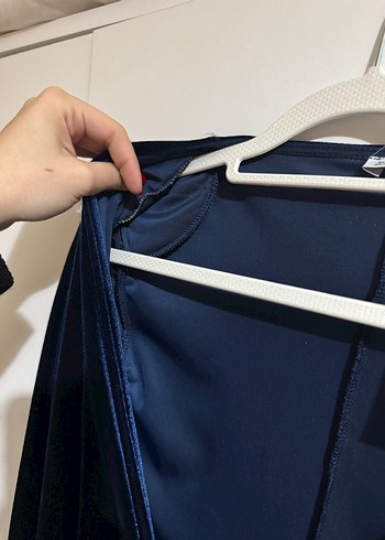 Kemer Detaylı Uzun Kollu Lacivert Kadın Elbise - Görsel 4