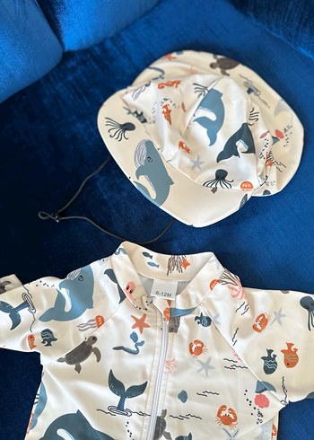 Kısa Kollu Deniz Desenli Bebek  Mayo - Görsel 4