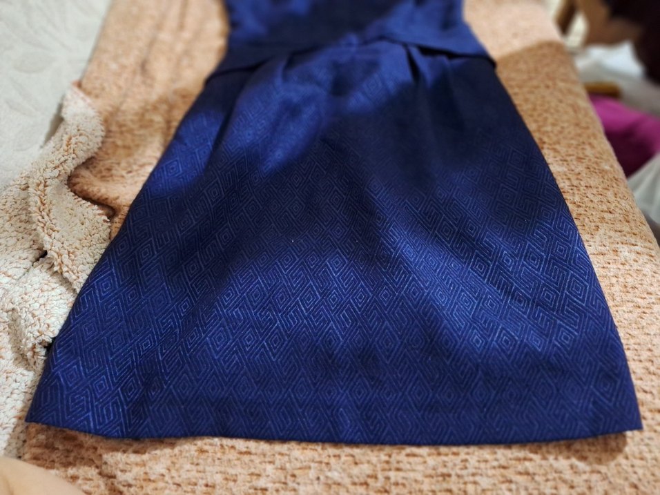 Lacivert Kemerli Midi Örme Elbise - Görsel 2