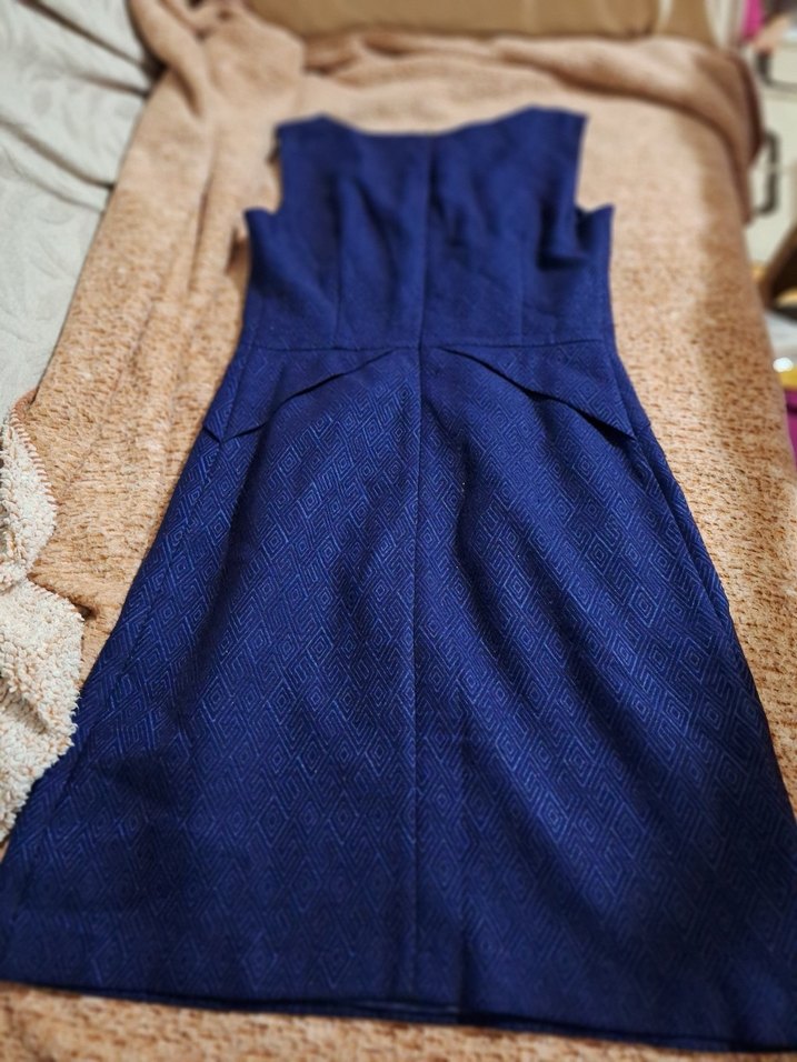 Lacivert Kemerli Midi Örme Elbise - Görsel 5