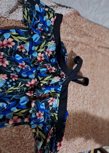 Çiçek Desenli Straplez Mini Bohem Elbise - Görsel 4