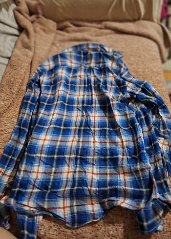 Mavi Batik Desenli Düğmeli Kadın Gömlek - Görsel 5