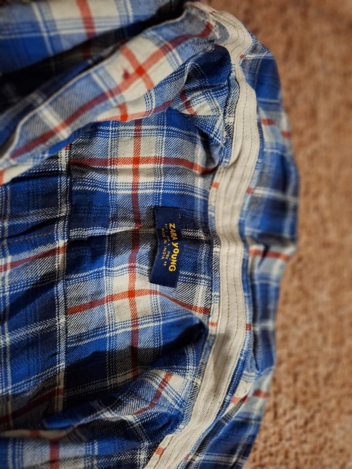 Mavi Batik Desenli Düğmeli Kadın Gömlek - Görsel 4