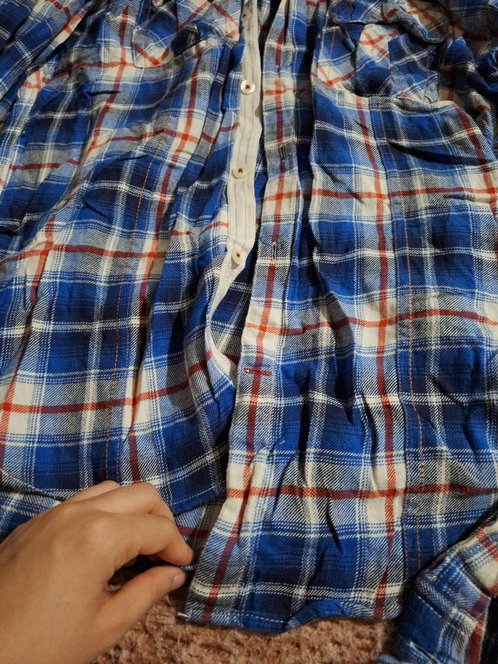 Mavi Batik Desenli Düğmeli Kadın Gömlek - Görsel 2