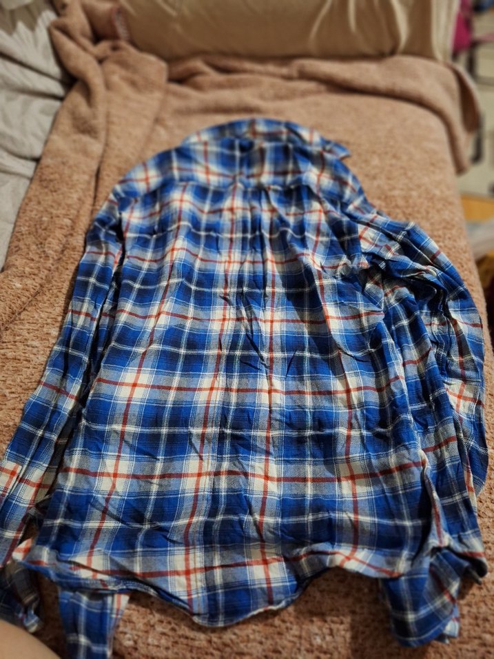 Mavi Batik Desenli Düğmeli Kadın Gömlek - Görsel 5