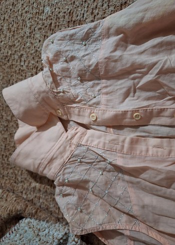 Bej Keten Düğmeli Bohem Kolsuz Gömlek - Görsel 3