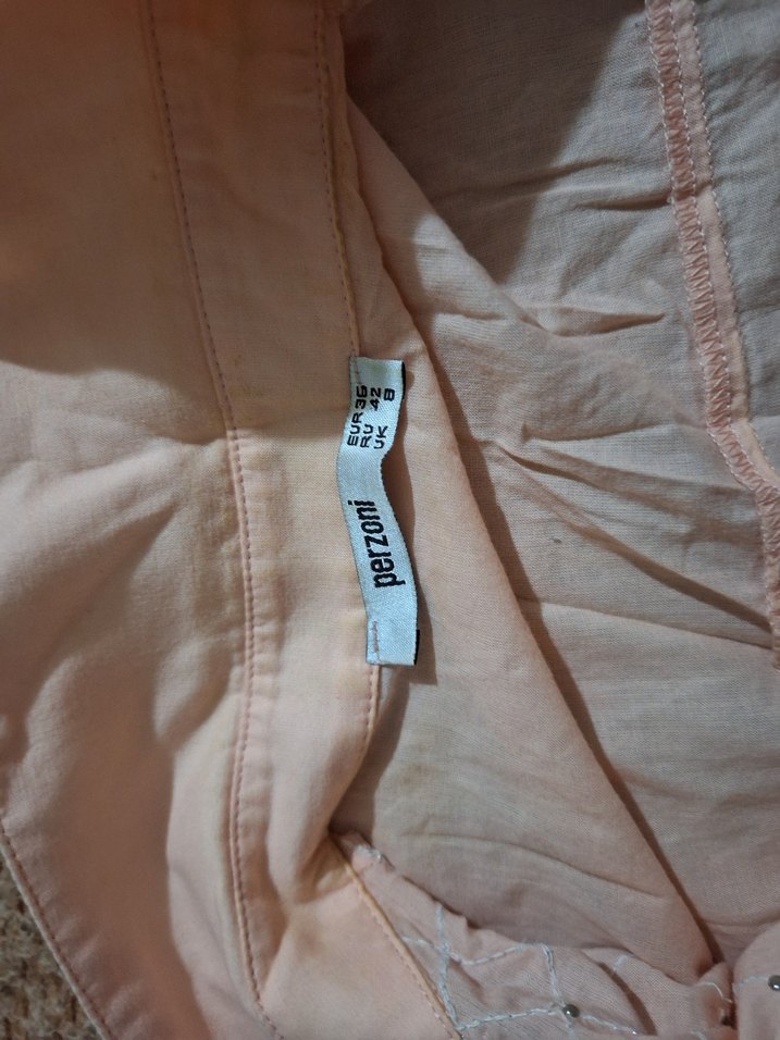 Bej Keten Düğmeli Bohem Kolsuz Gömlek - Görsel 4