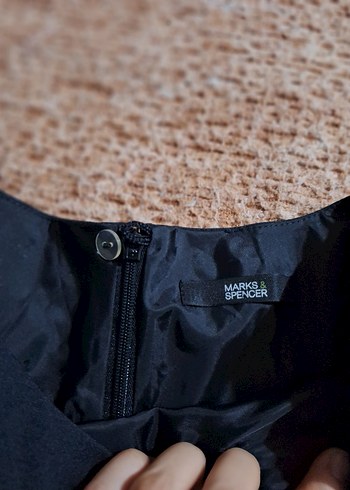 Kemerli Lacivert Kolsuz Uzun Keten Elbise - Görsel 5