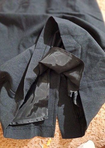 Kemerli Lacivert Kolsuz Uzun Keten Elbise - Görsel 3