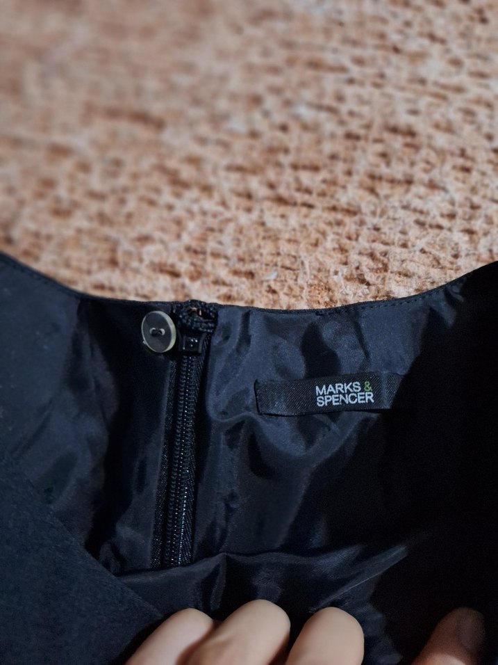 Kemerli Lacivert Kolsuz Uzun Keten Elbise - Görsel 5