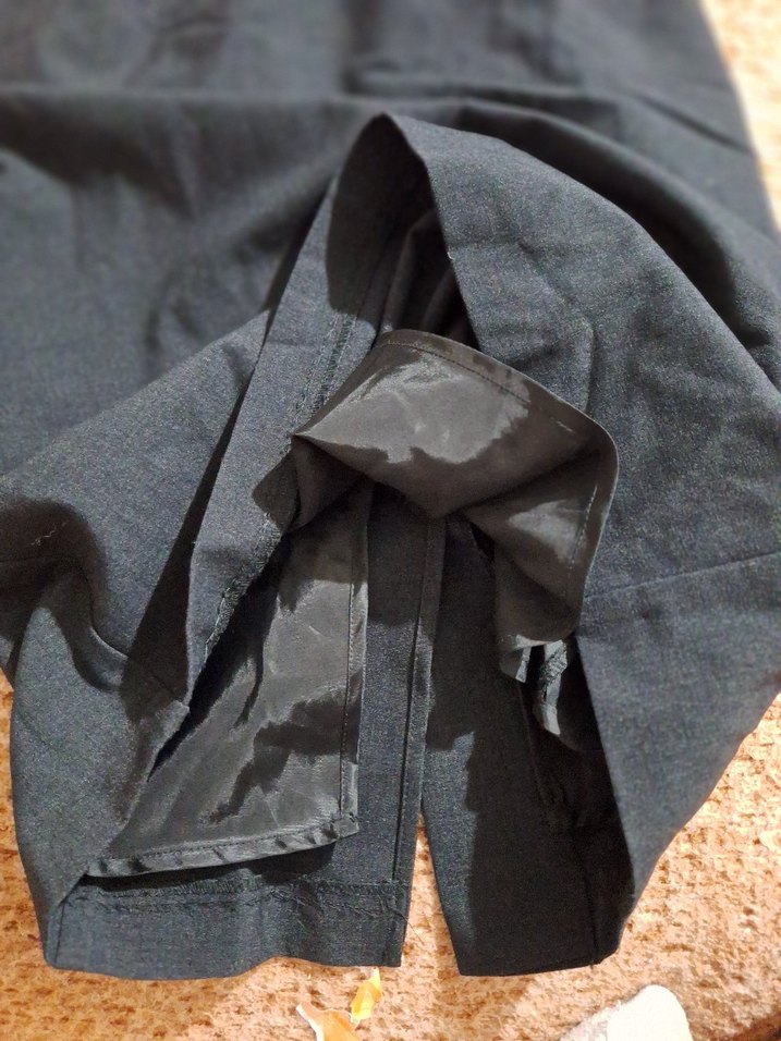 Kemerli Lacivert Kolsuz Uzun Keten Elbise - Görsel 3