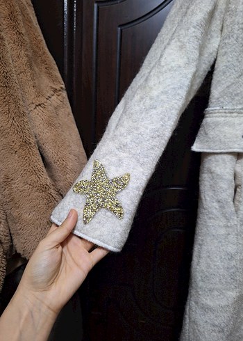 Nakışlı Beyaz Midi Kadın Palto - Görsel 4