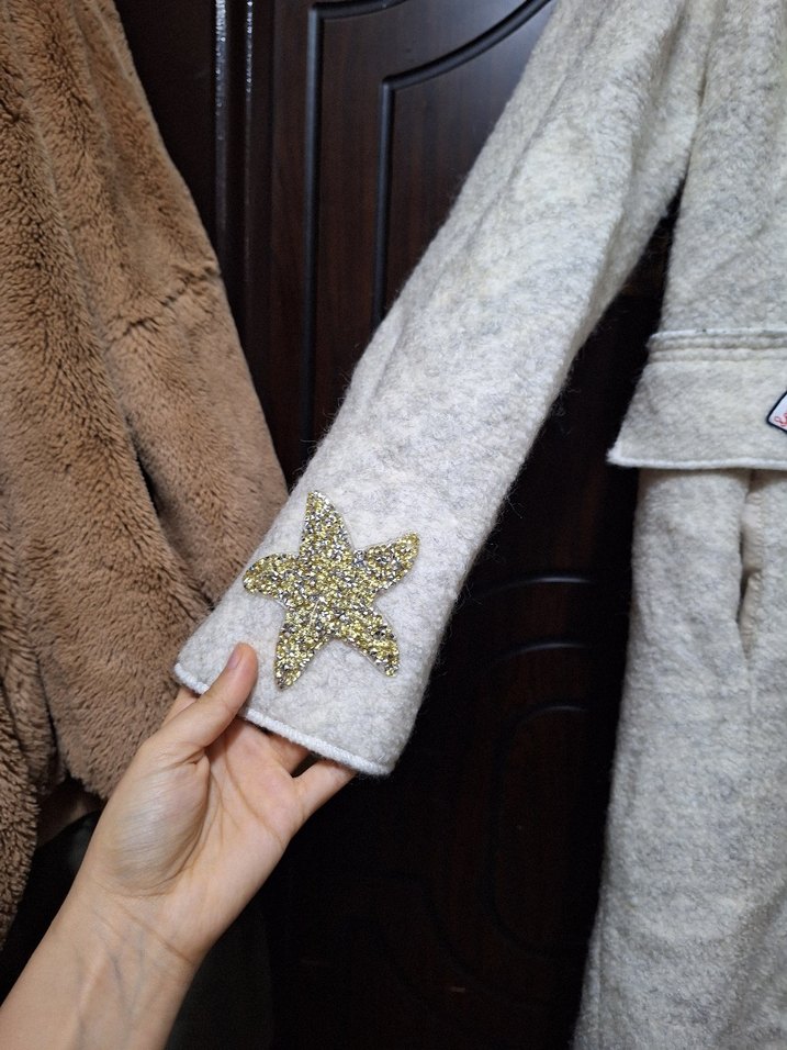 Nakışlı Beyaz Midi Kadın Palto - Görsel 4