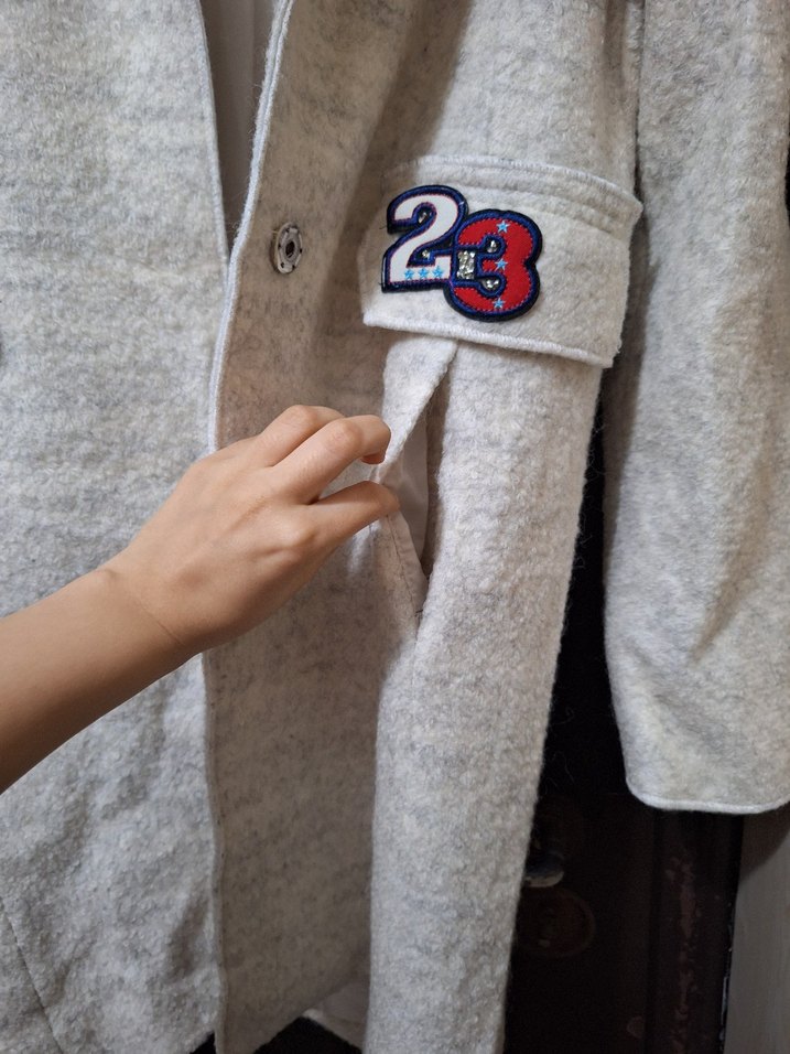 Nakışlı Beyaz Midi Kadın Palto - Görsel 3