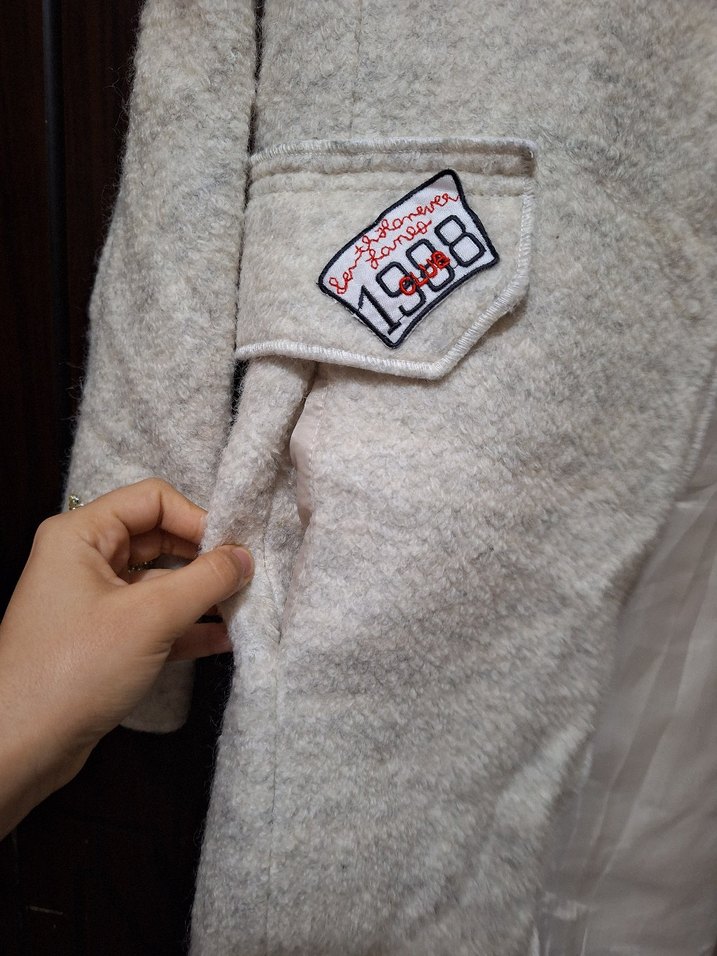 Nakışlı Beyaz Midi Kadın Palto - Görsel 5