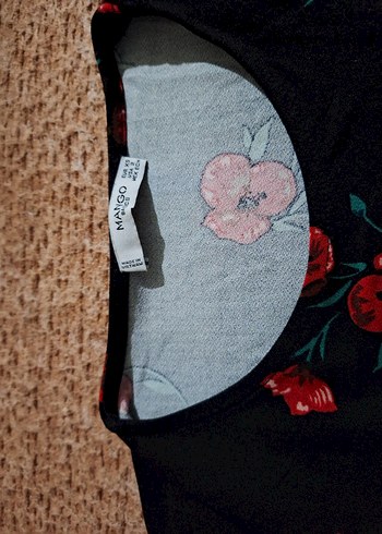 Kırmızı Çiçek Desenli Bohem Midi Elbise - Görsel 3