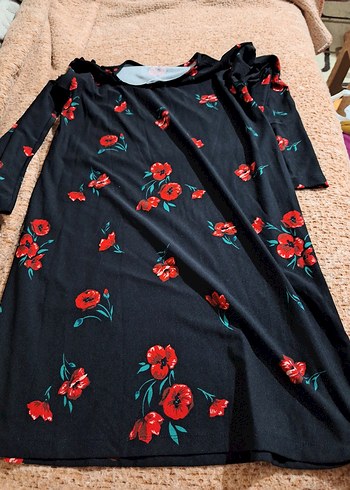 Kırmızı Çiçek Desenli Bohem Midi Elbise - Görsel 4