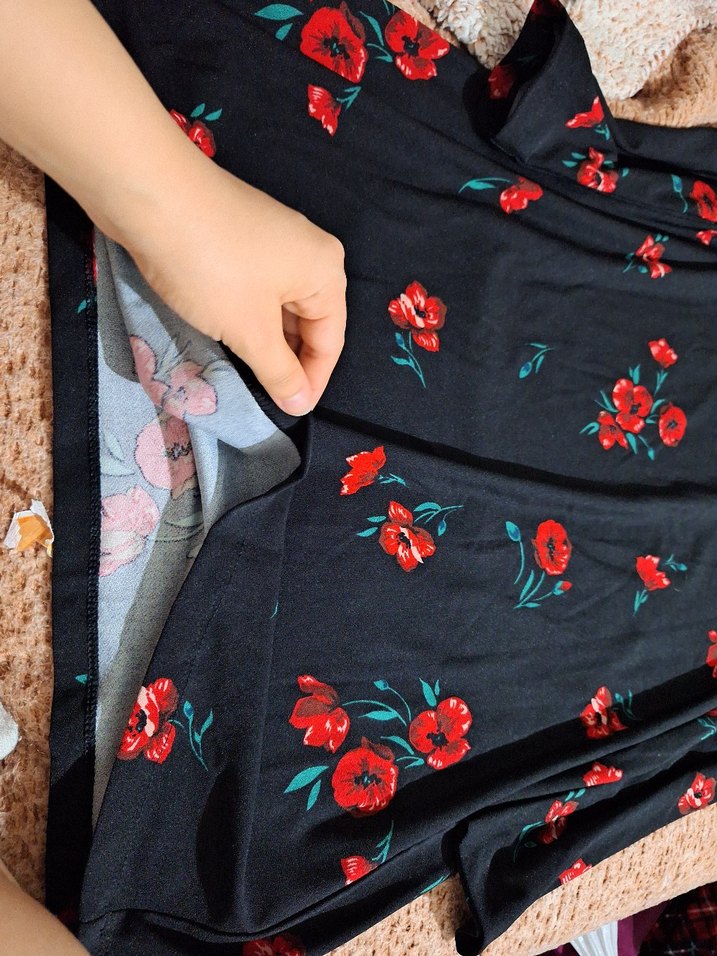 Kırmızı Çiçek Desenli Bohem Midi Elbise - Görsel 2