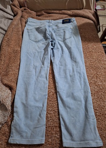 Kadın Bej Midi Bol Kesim Kot Pantolon - Görsel 4