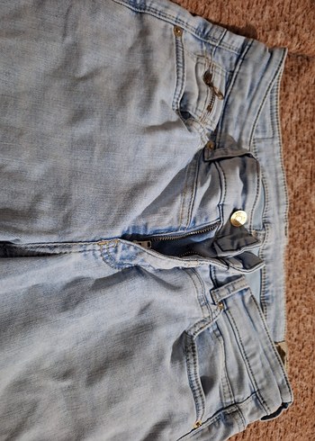 Kadın Bej Midi Bol Kesim Kot Pantolon - Görsel 2