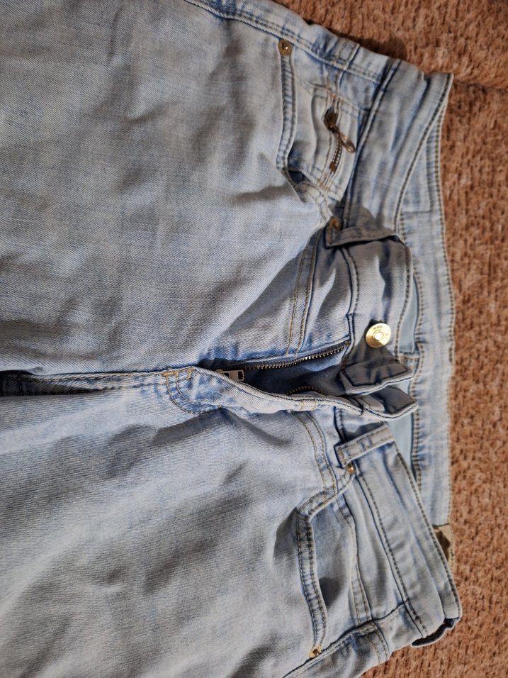 Kadın Bej Midi Bol Kesim Kot Pantolon - Görsel 2