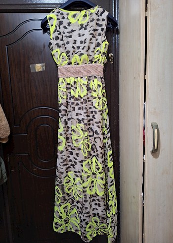 Renkli Desenli Uzun Kadın Elbise - Görsel 5