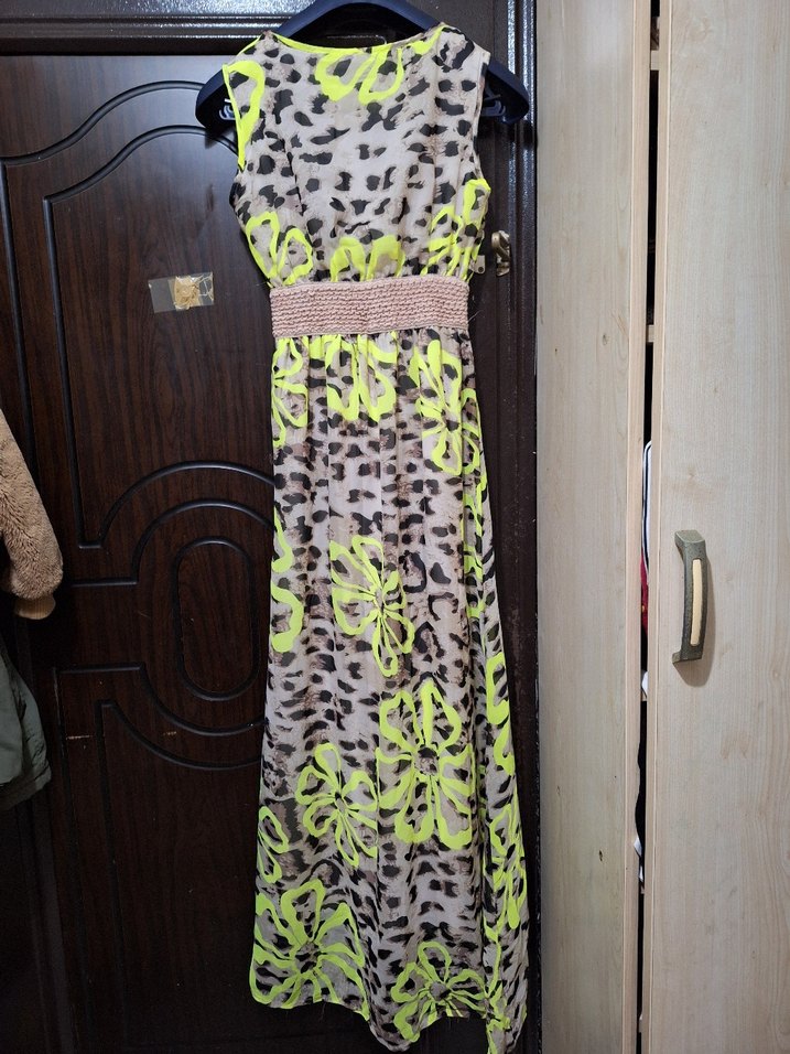 Renkli Desenli Uzun Kadın Elbise - Görsel 5