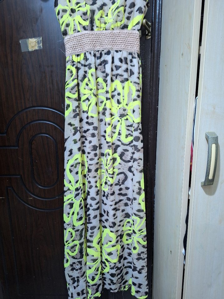 Renkli Desenli Uzun Kadın Elbise - Görsel 2