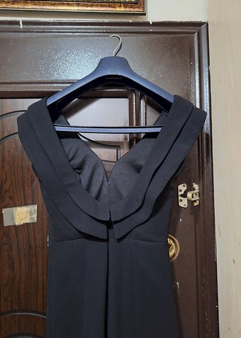 Siyah Uzun Abiye Elbise Kemer Detaylı - Görsel 8