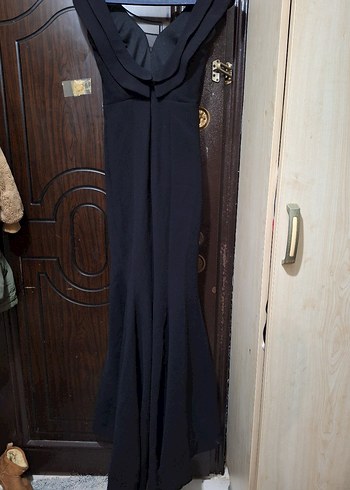 Siyah Uzun Abiye Elbise Kemer Detaylı - Görsel 6