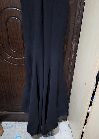 Siyah Uzun Abiye Elbise Kemer Detaylı - Görsel 7