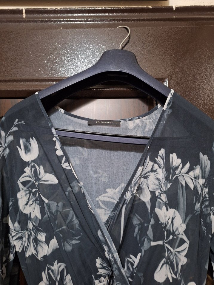 Gri Bohem Uzun V Yaka Elbise - Görsel 5