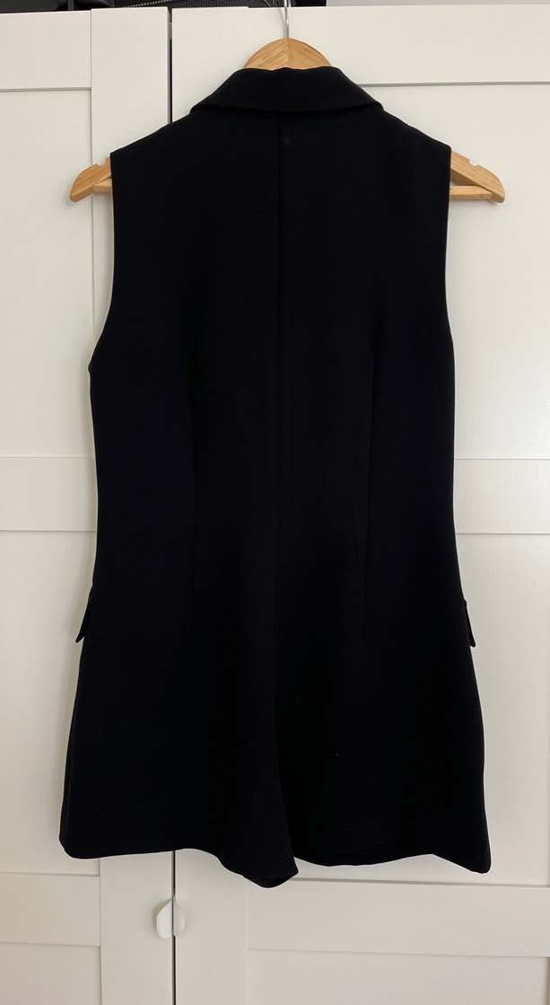 Kadın Siyah Düğmeli kruvaze yaka Midi tulum/şort - Görsel 5