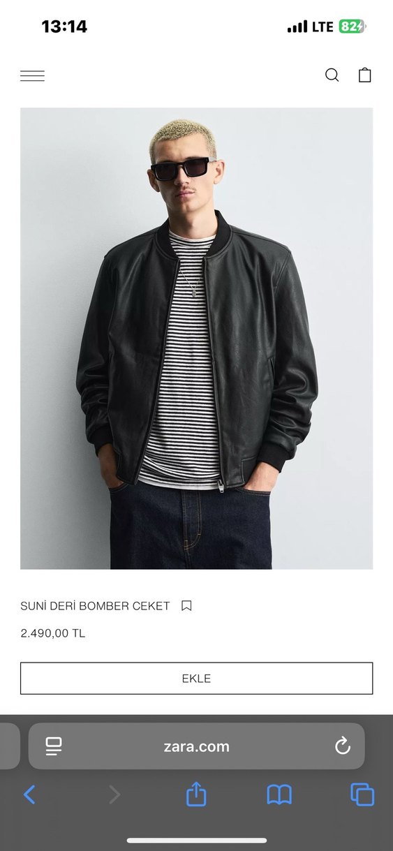 Erkek Zara Deri Ceket - Görsel 2