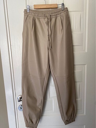 m Beden camel Renk Koton deri Jogger pantolon