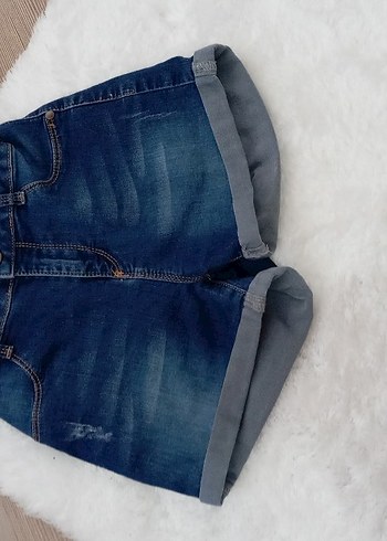 10 Yaş Beden çocuk Midi Denim Şort - Camel Batik Desenli