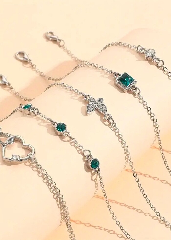 5 li Gümüş Kaplama Pırlanta Seti - Görsel 2