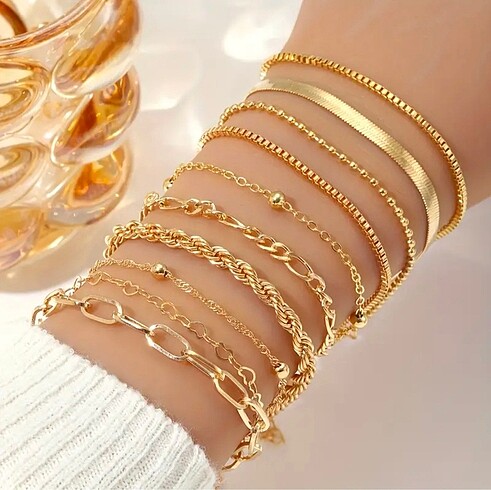 10 Adet Gold Zincir Seti