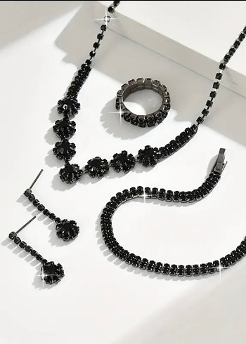 Siyah Kadın Mücevher Seti - Görsel 2