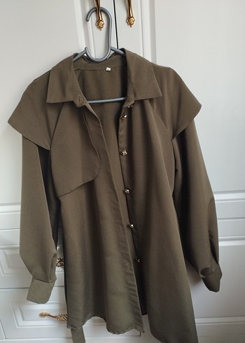 Kadın Haki Kemerli Uzun Trençkot - Görsel 4