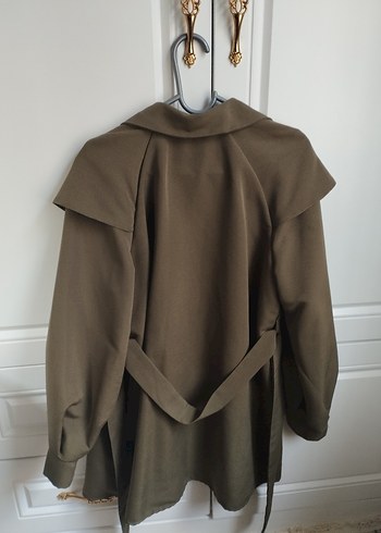 Kadın Haki Kemerli Uzun Trençkot - Görsel 6