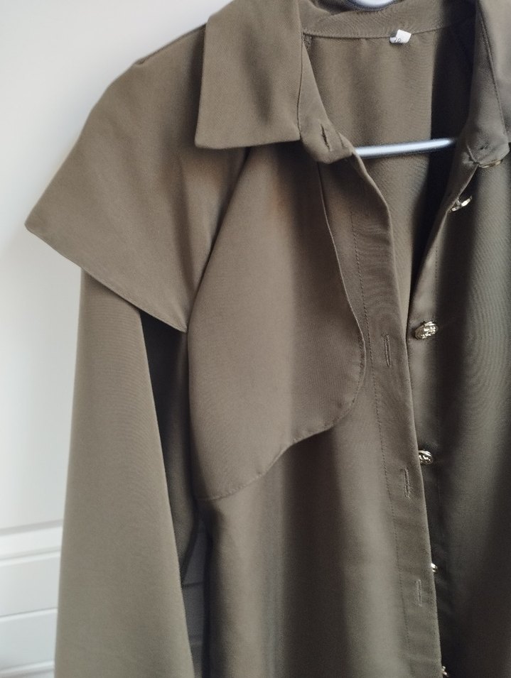 Kadın Haki Kemerli Uzun Trençkot - Görsel 5