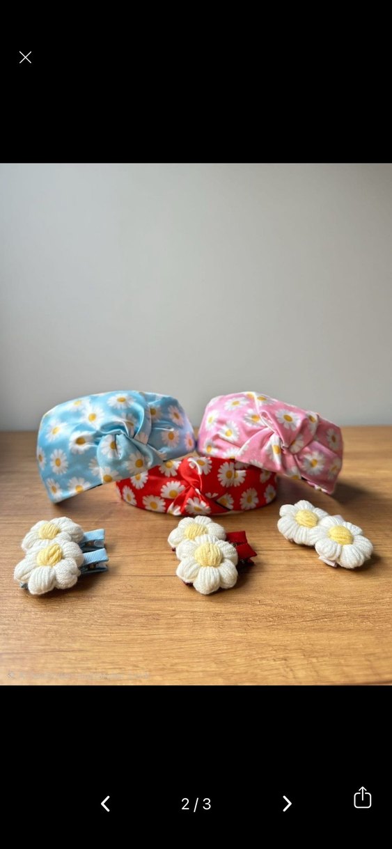 Çiçek Desenli Anne Kız Bebek Taç ve Toka Seti - Görsel 2