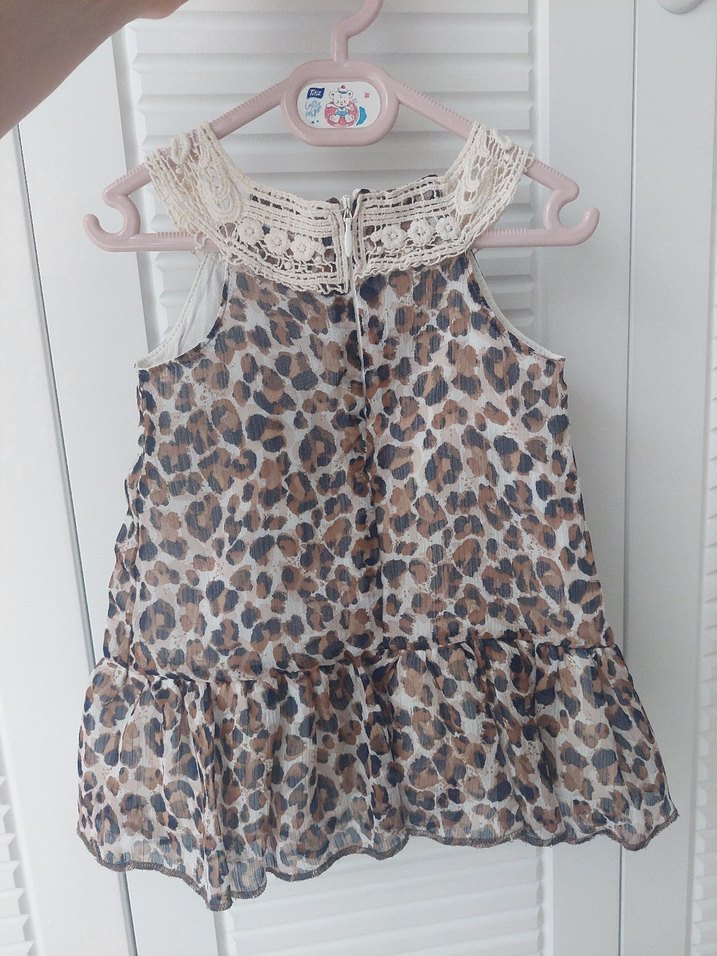 Kız Çocuk Dantel Yaka Desenli Kolsuz Elbise - Görsel 2