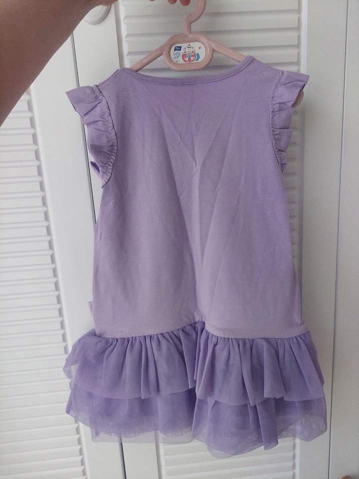 Kız Çocuk Mor Fırfırlı Kolsuz Elbise - Görsel 2