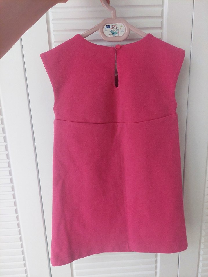 Kız Çocuk Pembe Fiyonklu Kolsuz Elbise - Görsel 2