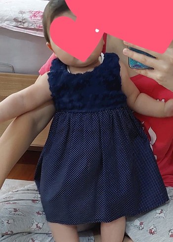 Kız Çocuk Lacivert Kolsuz Elbise - Görsel 4