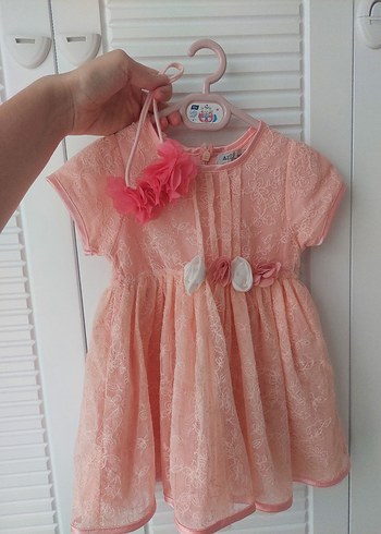 Kız Çocuk Pembe Dantelli Elbise - Görsel 3