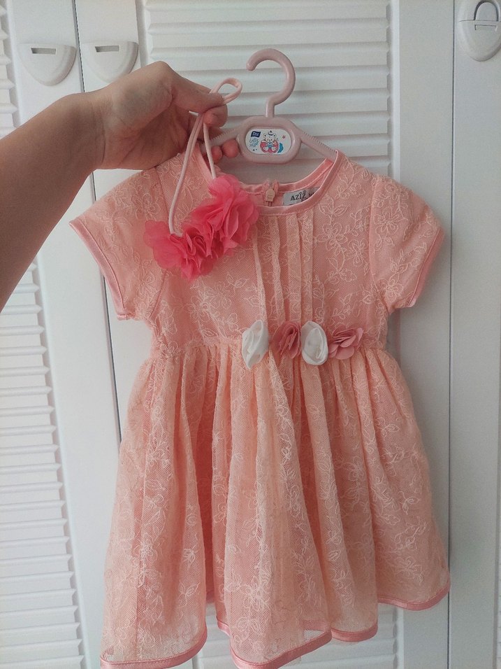 Kız Çocuk Pembe Dantelli Elbise - Görsel 3